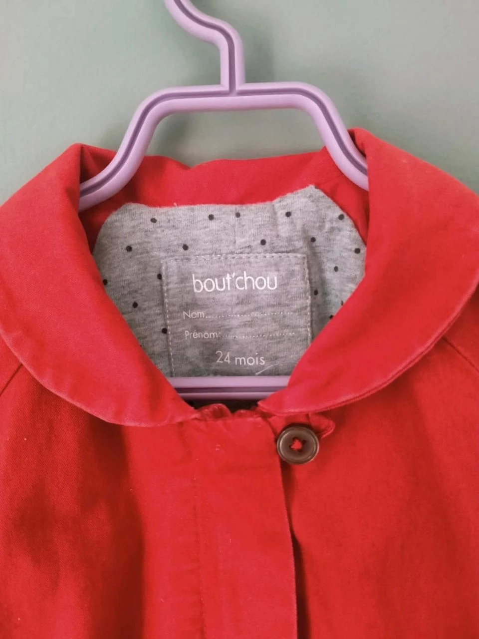 🌈 Parka, coupe-vent rouge avec capuche Bout'chou bébé Fille 2ans /86cm – photo 4
